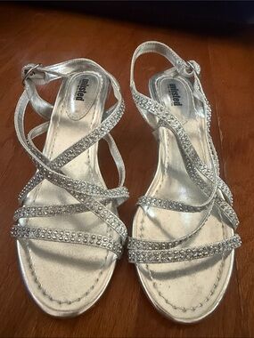 Unlisted Silver Rhinestone Strappy Sandals